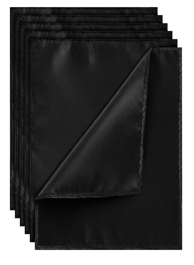Gtziqa Pocket Squares for Men, 6 Pcs Black Handkerchief Solid Silk Hankies for Men Suit Party Daily Christmas Father's Day Gifts - Image 1